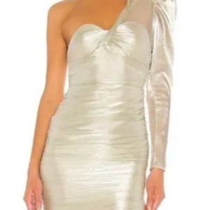 NBD Mint Green Shiny One Shoulder Mini Dress